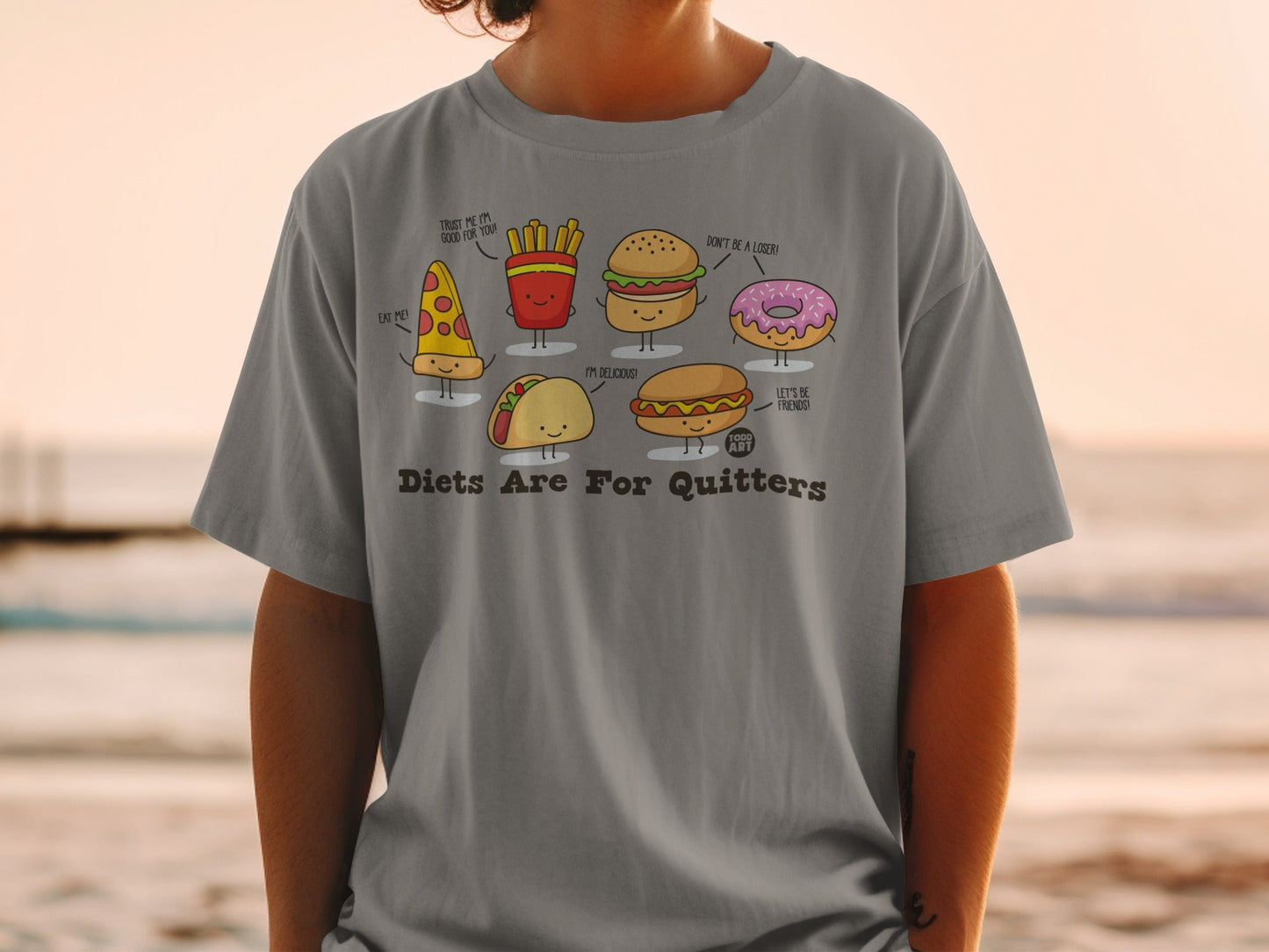 Diets Are For Quitters Funny Food Graphic Shirt