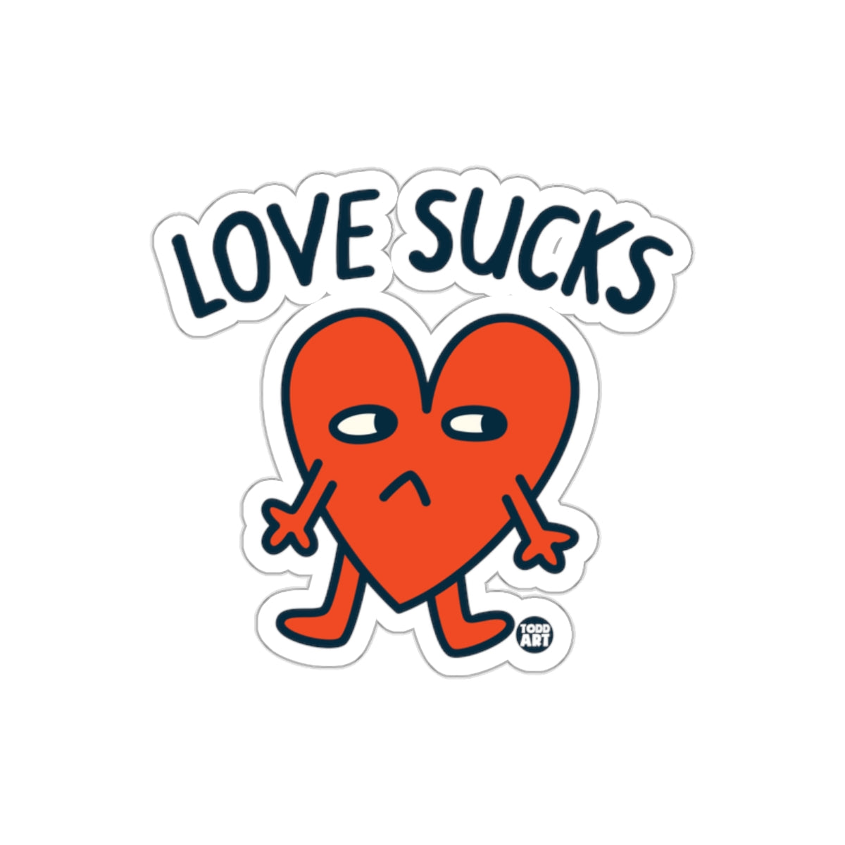 Love Sucks Sad Heart Character Sticker Design