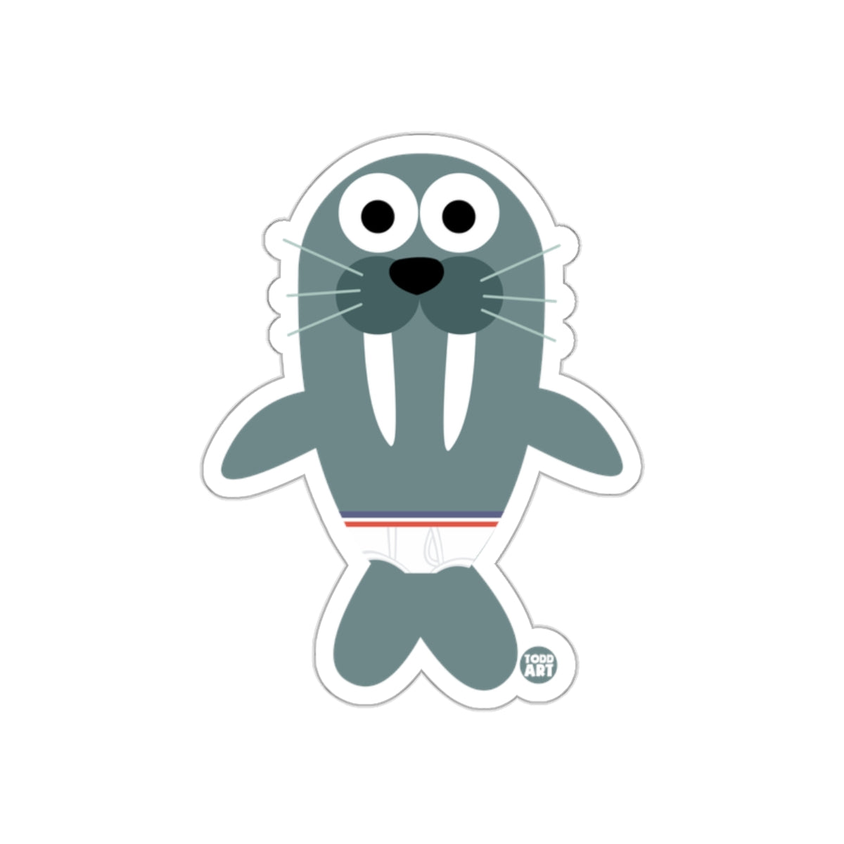 Cute Cartoon Walrus with Big Eyes Design Sticker