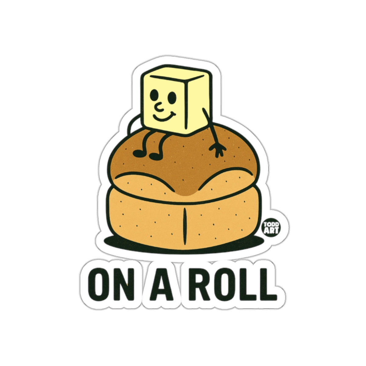 Funny On A Roll Sticker with Butter Sitting