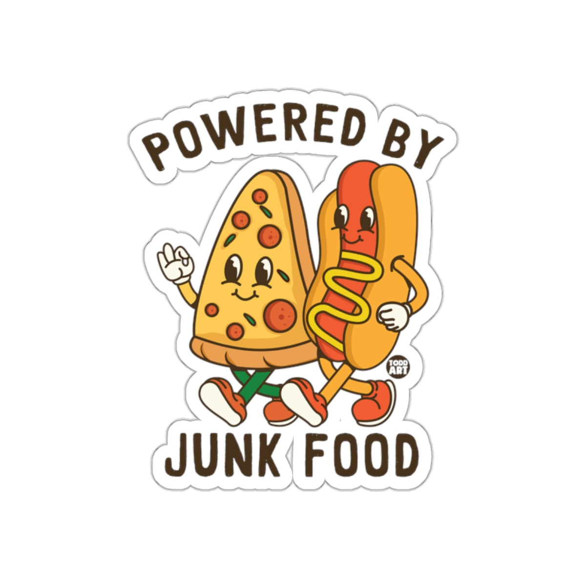 Powered By Junk Food design with Pizza and Hotdog
