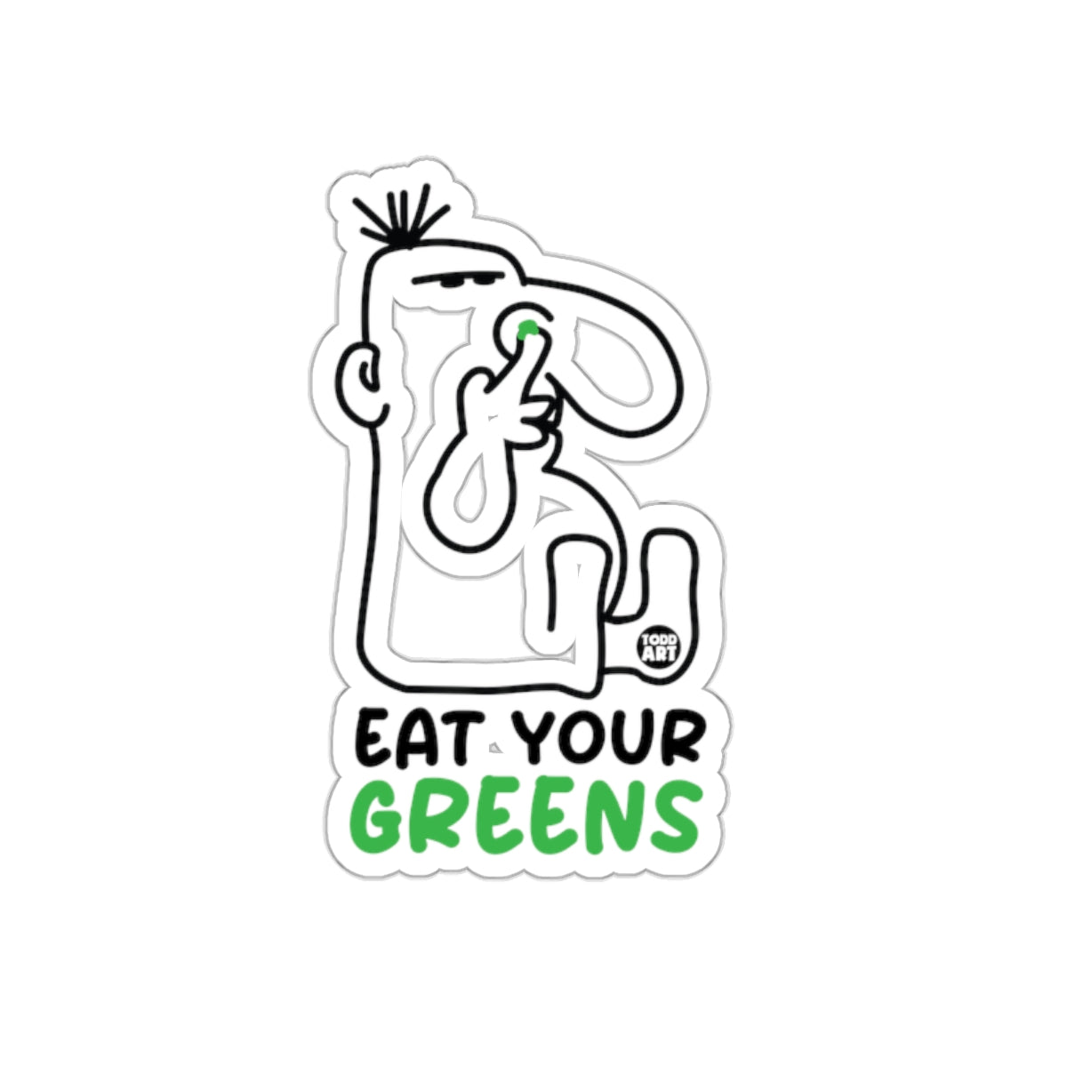 Funny Eat Your Greens Character Design Sticker