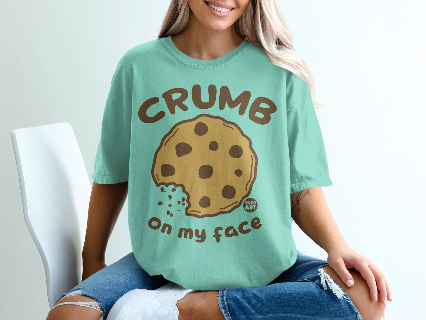 Crumb On My Face Cute Cookie Graphic T-Shirt