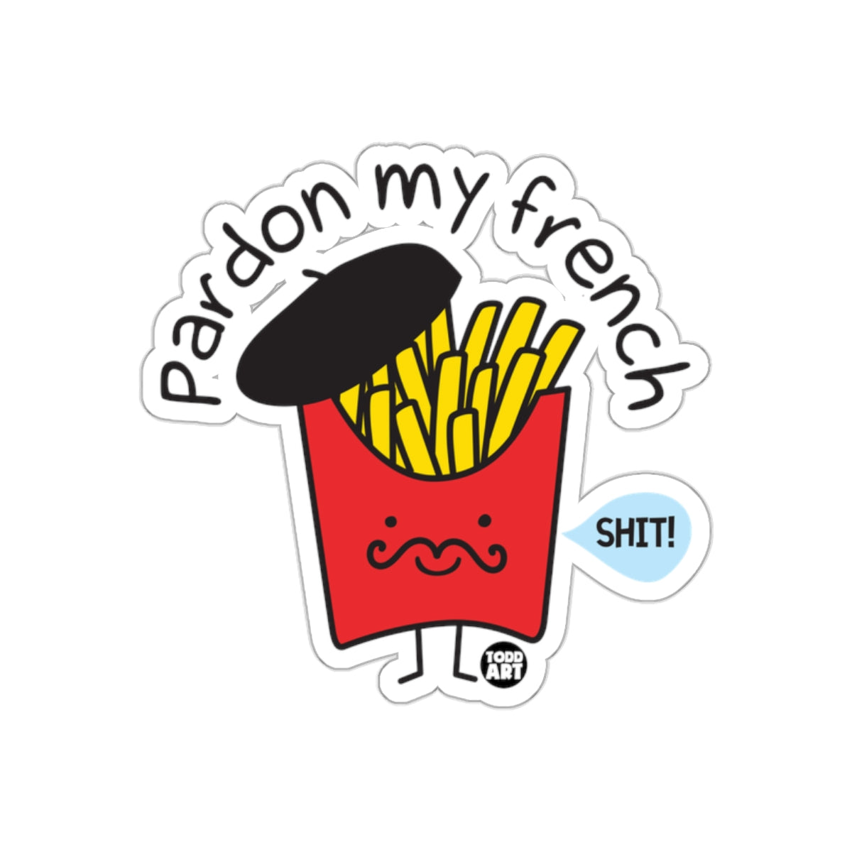 Pardon My French Fries Funny Graphic Sticker Product