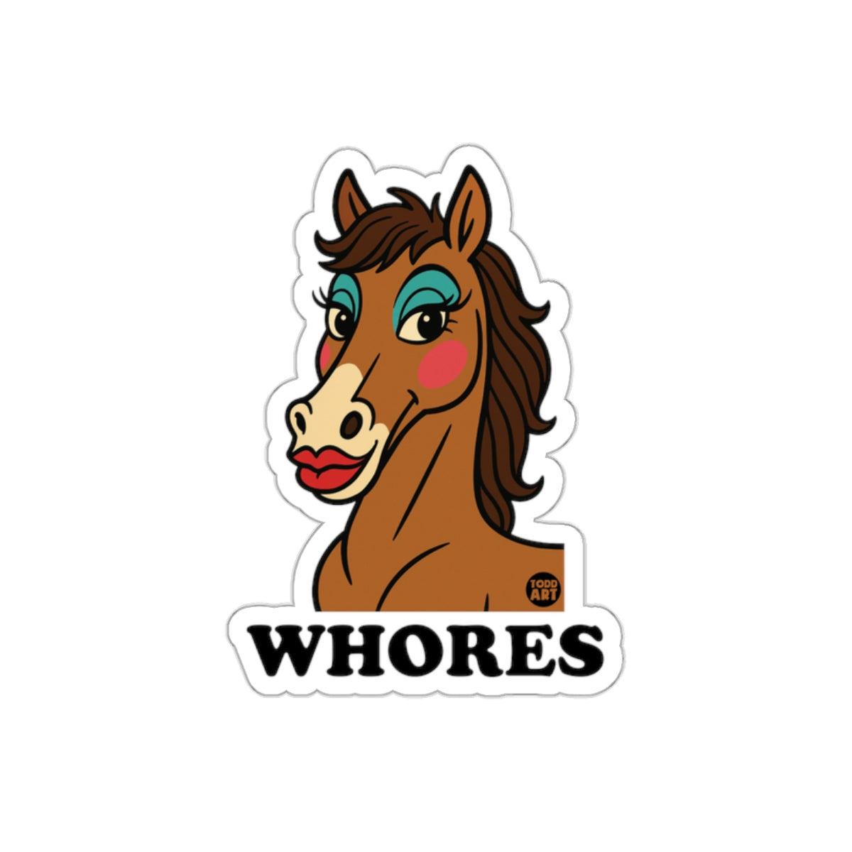 WHores Sticker with Fun Cartoon Horse Design