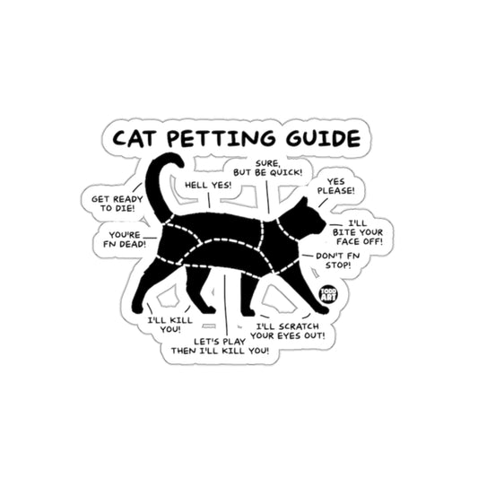 Cat Petting Guide Funny Safe Zones Graphic Stickers