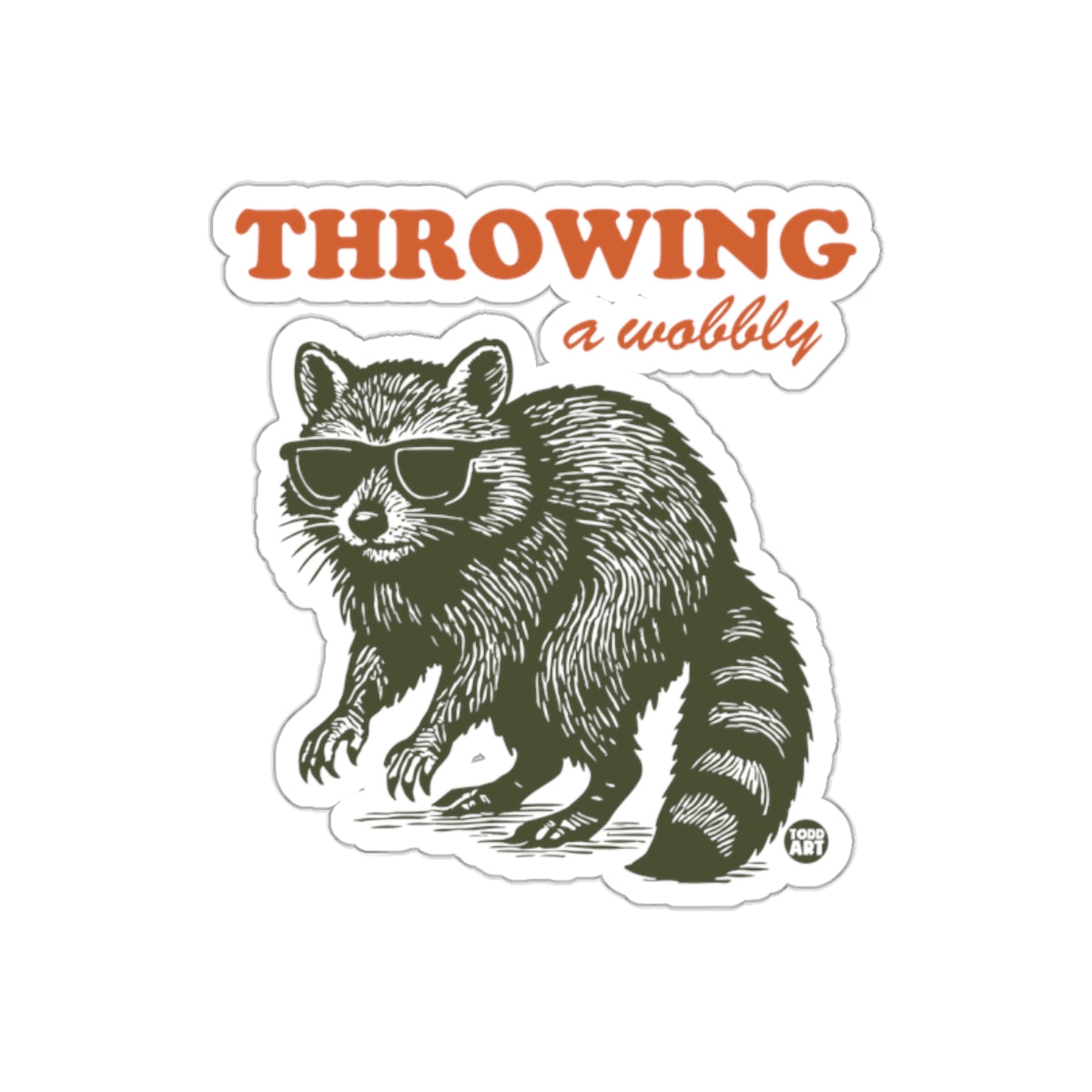Throwing a Wobbly Funny Raccoon Wearing Shades sticker