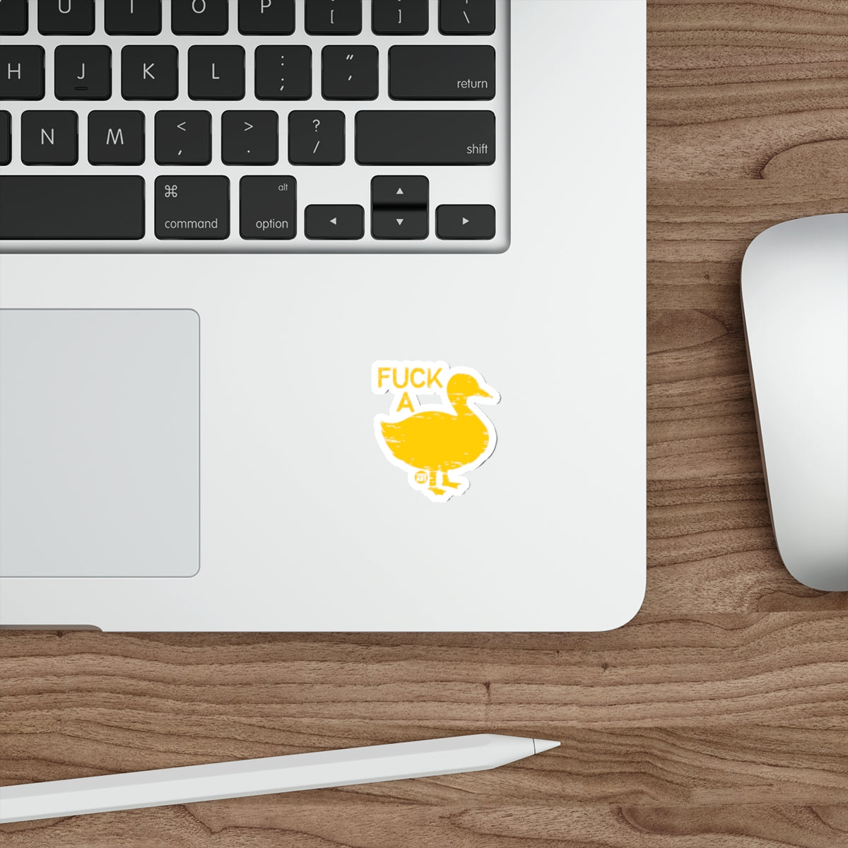 Bold Yellow Duck Sticker with Unique Text Design