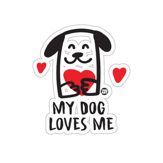 My Dog Loves Me Cute Dog With Hearts Sticker