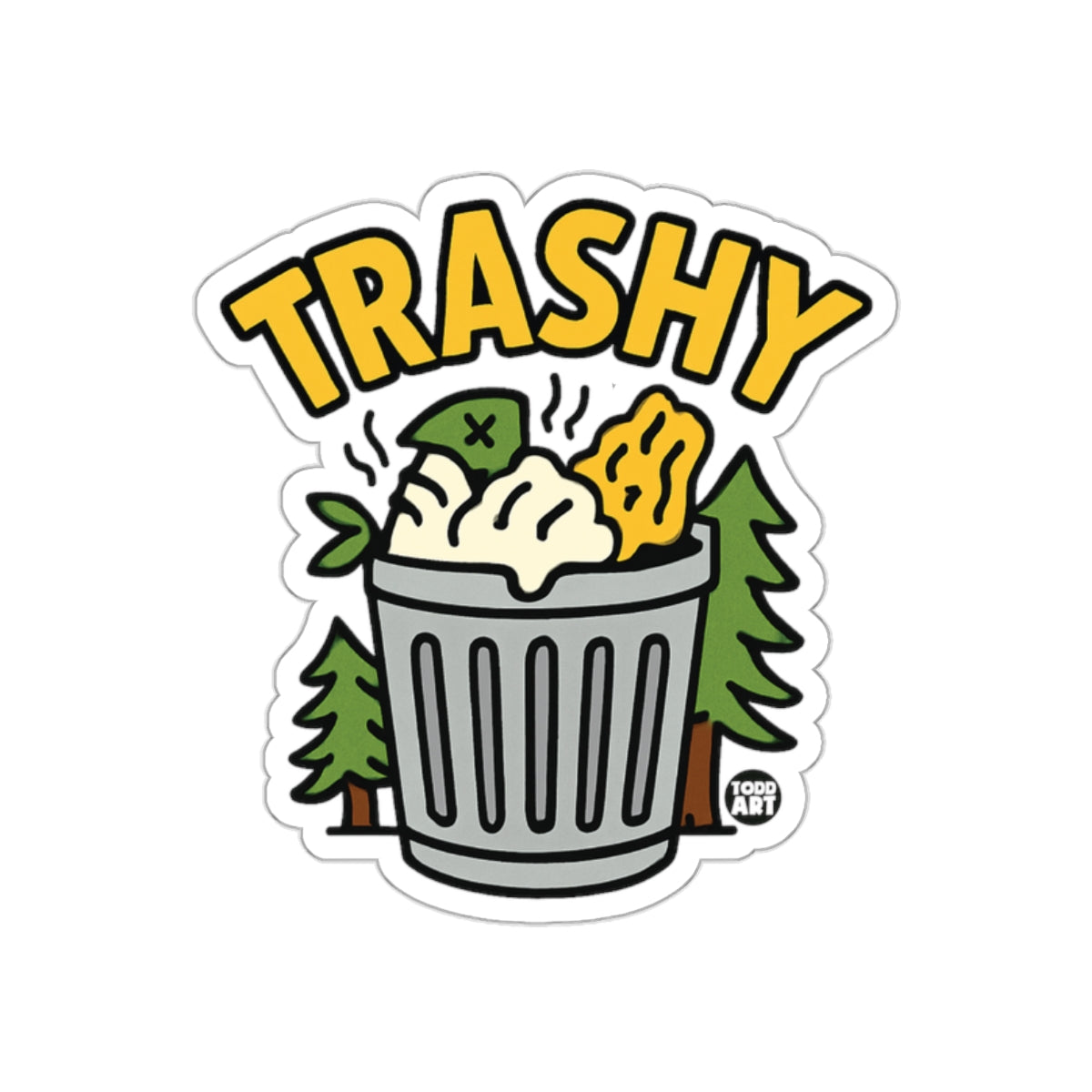 Trashy Garbage Can Graphic Design Sticker