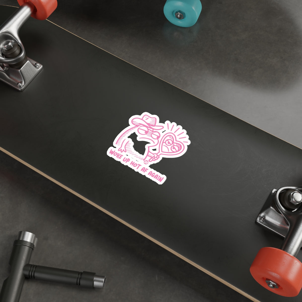 WOKE UP HOT AF AGAIN Funny Cowboy Frog Pink Graphic 