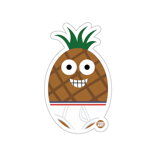 Cute Smiling Pineapple with Green Leaves Sticker
