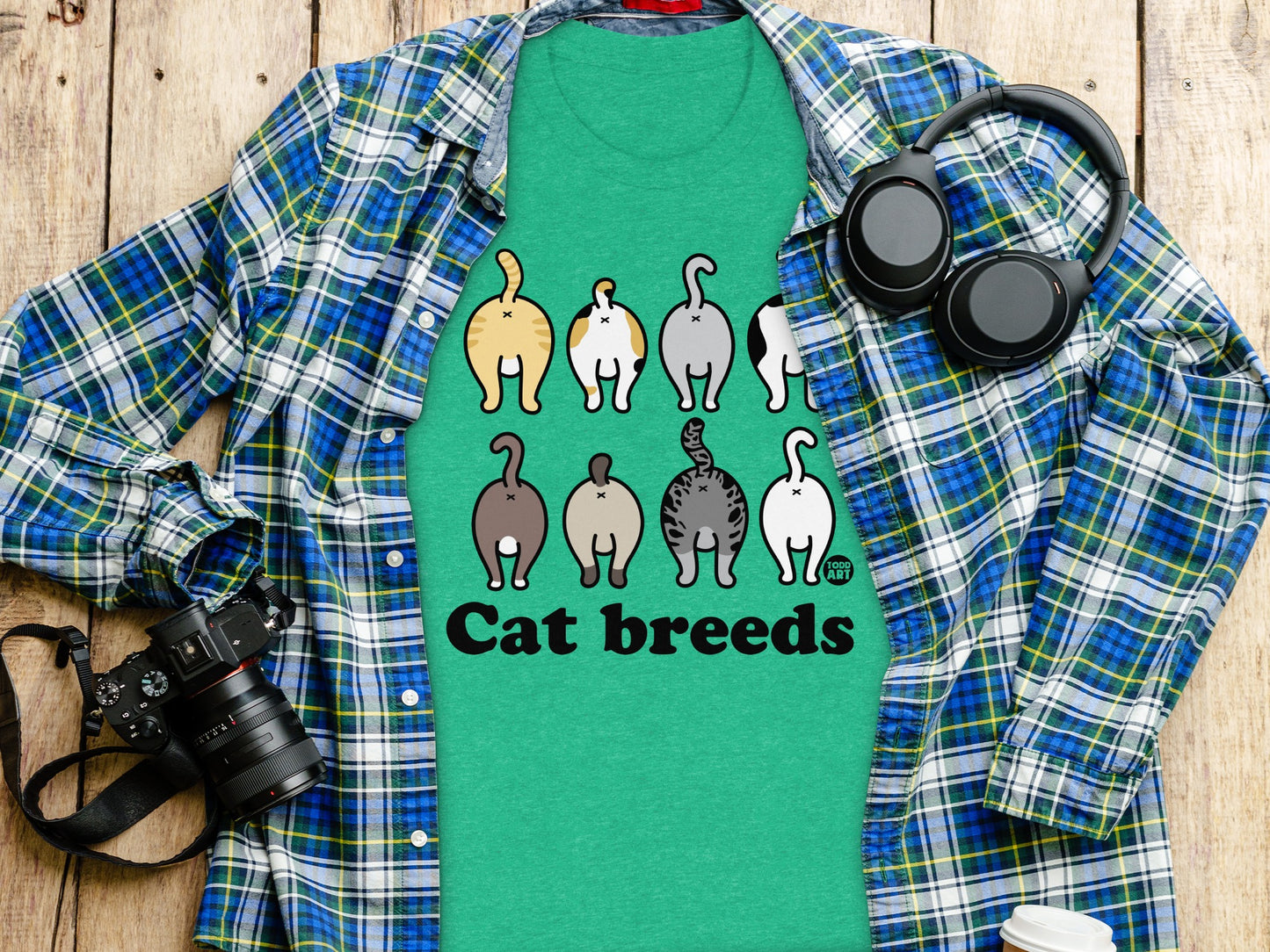 Funny Cat Breeds Design Graphic Teal Color Shirt product