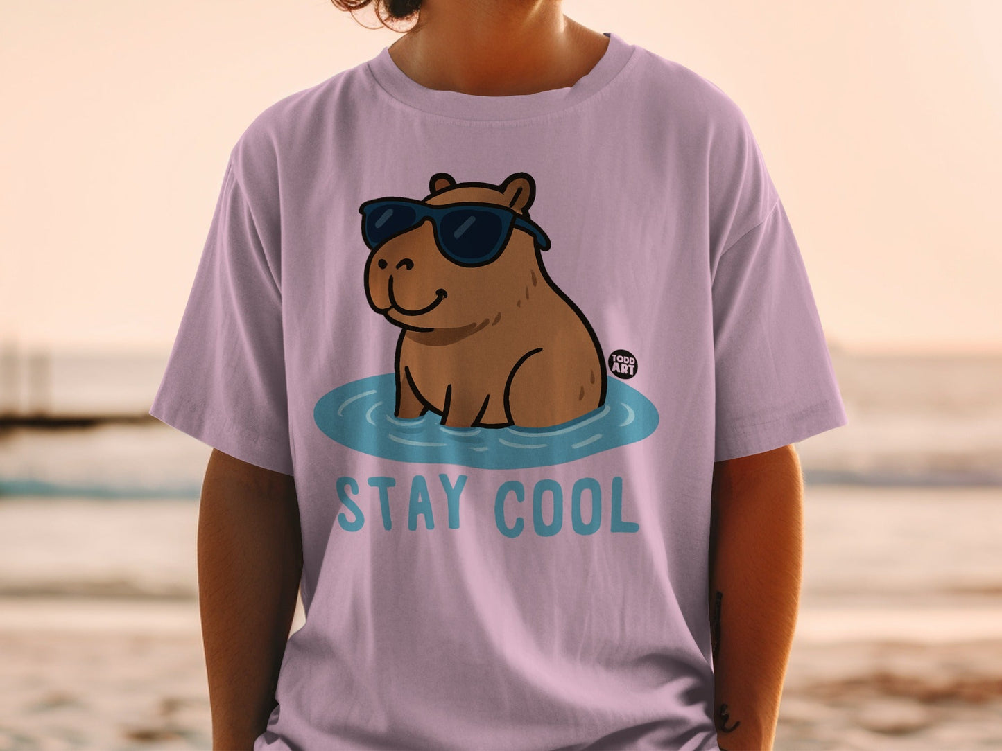 Stay Cool Hippo In Sunglasses Graphic T-shirt