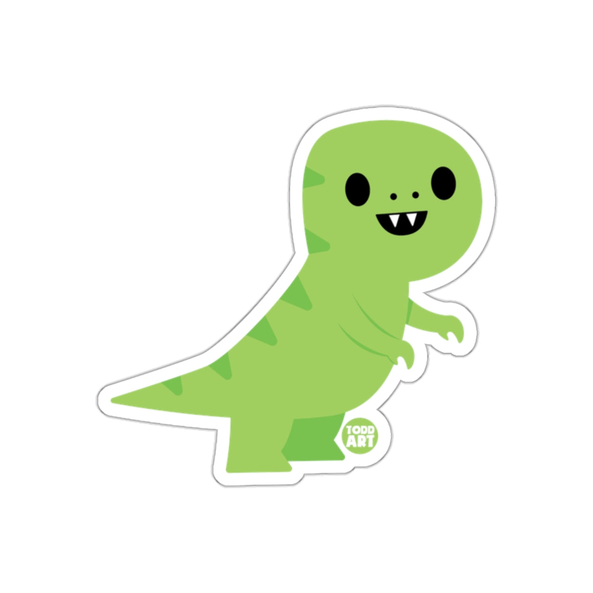 Cute Green Dinosaur Cartoon Sticker with Todd Art Design