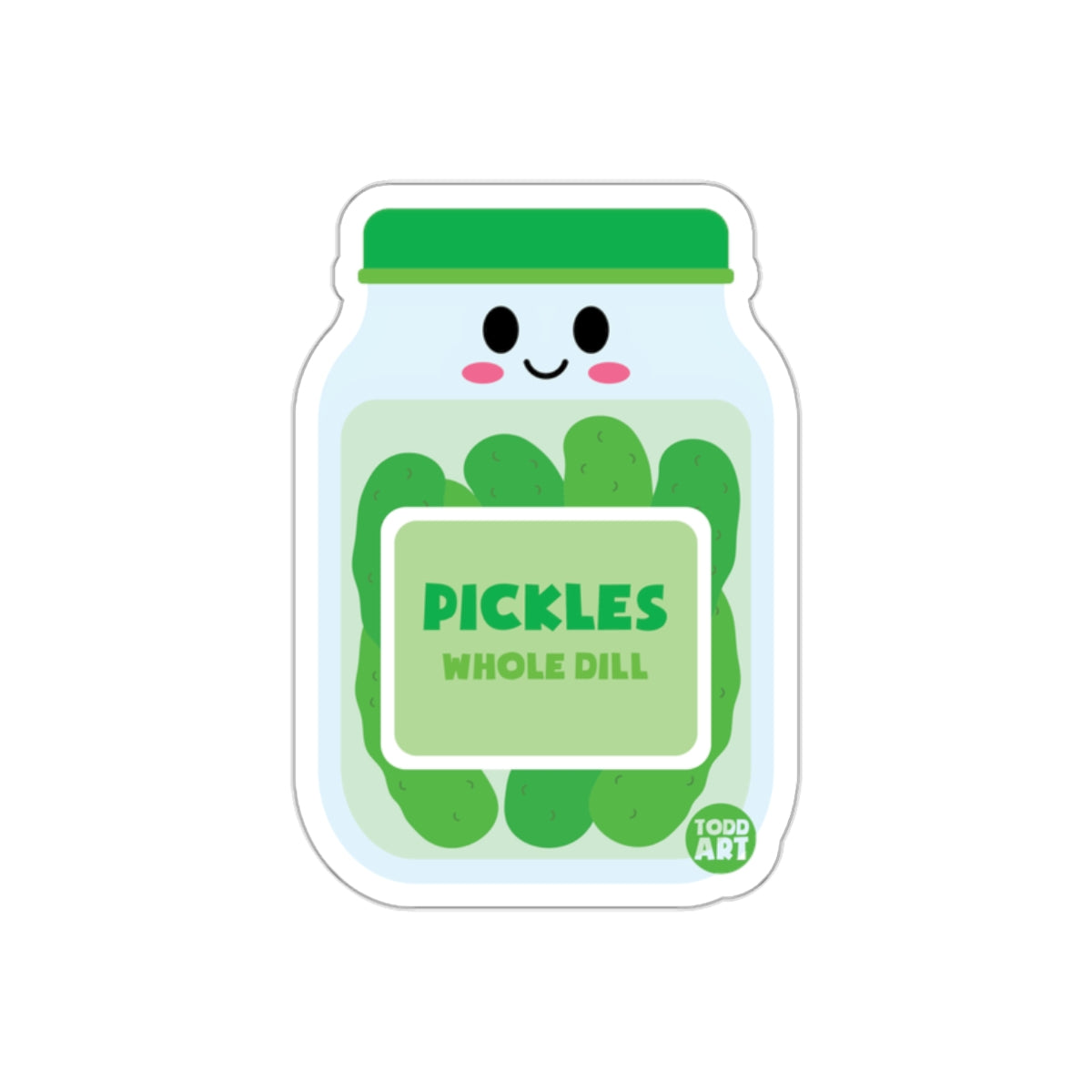 Cute Pickles Whole Dill Jar Sticker with Happy Face Design