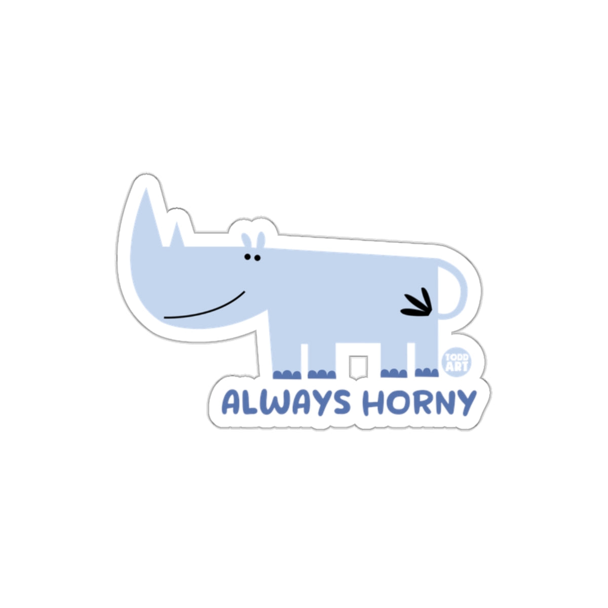 Always Horny Humorous Blue Rhino Sticker