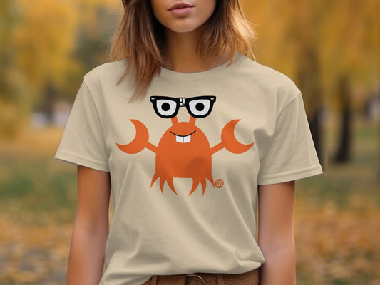 Playful Cartoon Crab Wearing Glasses T-shirt