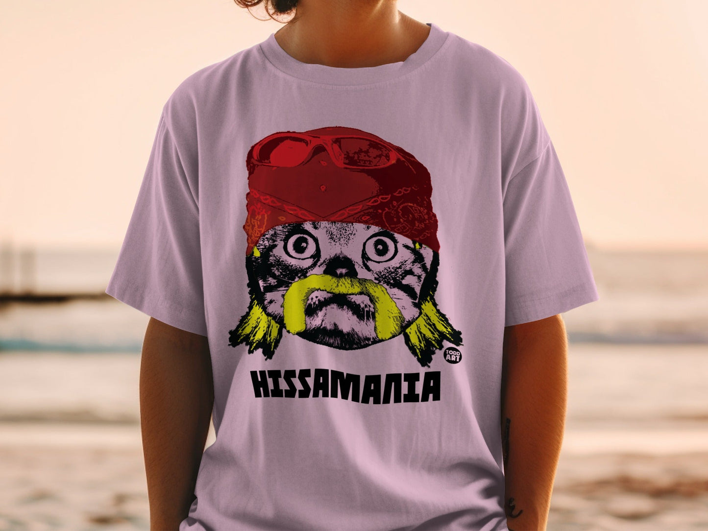 Hissamania Graphic Tee With Cat Design Todd Art Shirt