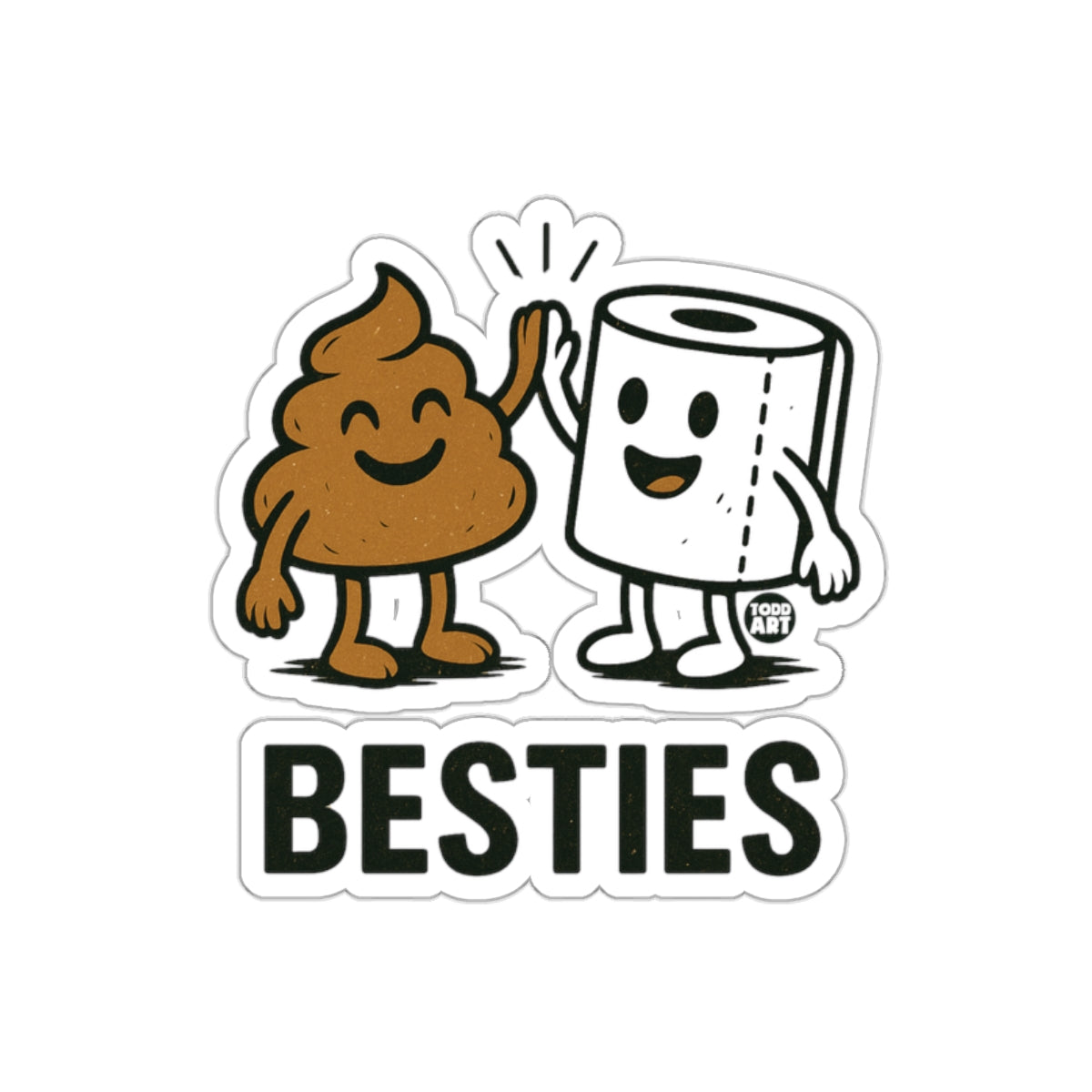 Besties with a High Five Fun Cartoon Illustration sticker