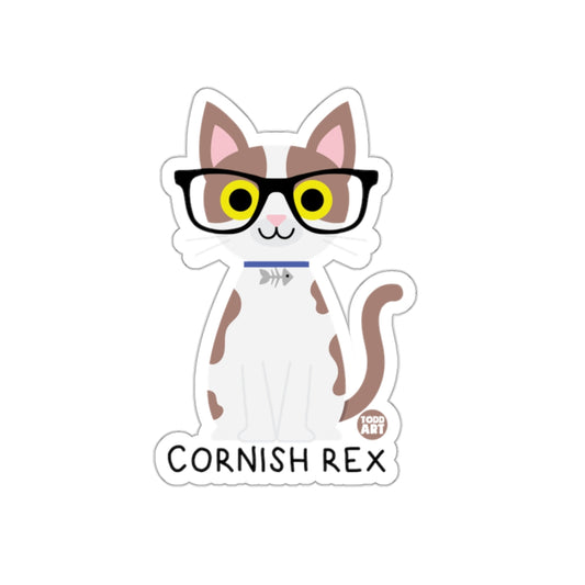 Cute Cornish Rex Cat with Glasses Cartoon Sticker