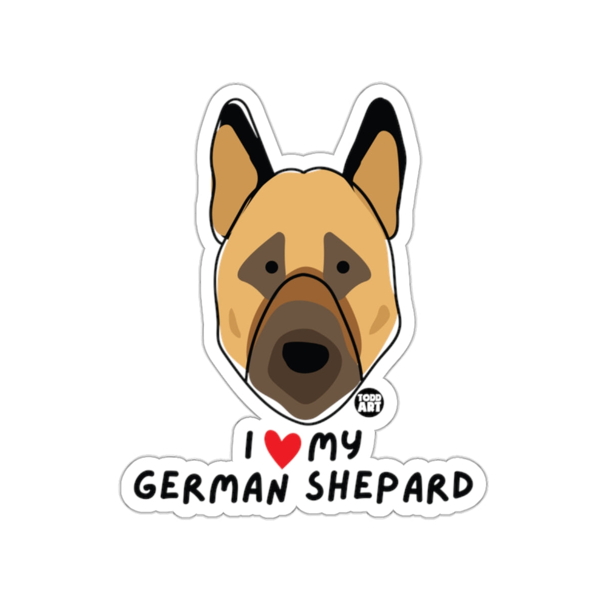 I Love My German Shepard Sticker Cute Dog Art