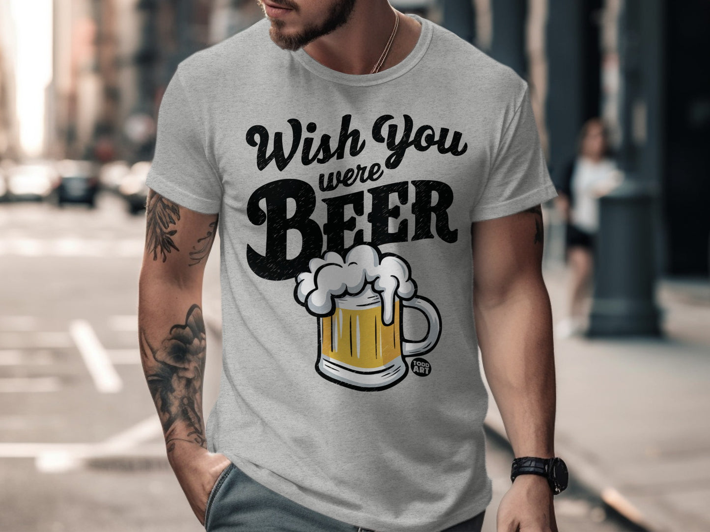 Wish You Were Beer Funny Graphic Tee Shirt