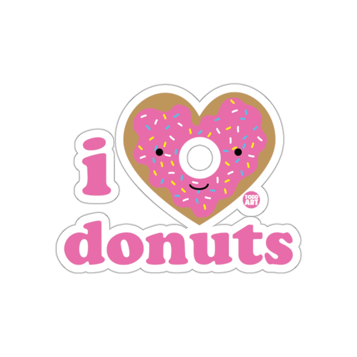 I Love Donuts Cute Sprinkled Heart Character Sticker
