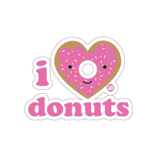 I Love Donuts Cute Sprinkled Heart Character Sticker