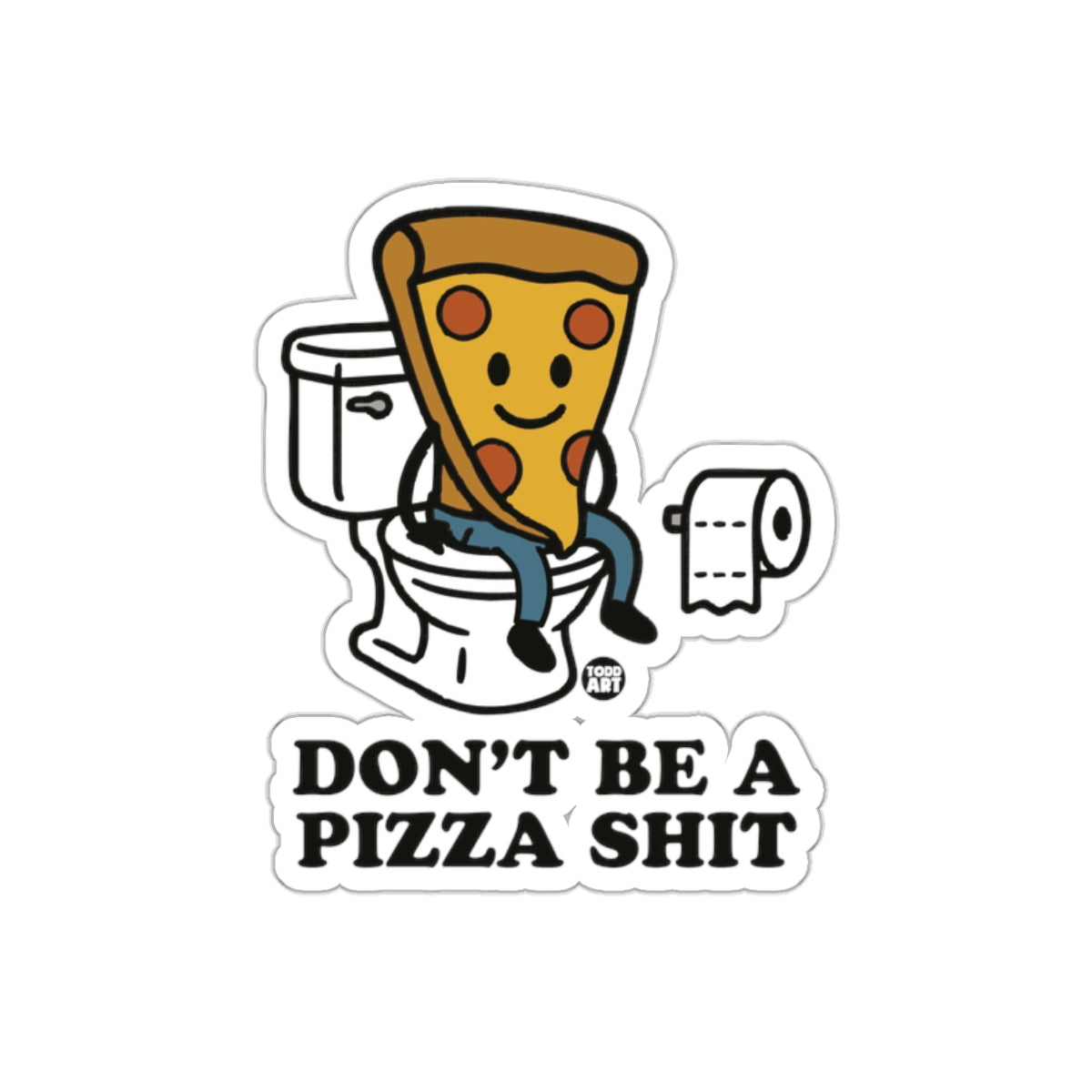 Funny Pizza On Toilet Humorous Graphic Image Stickers