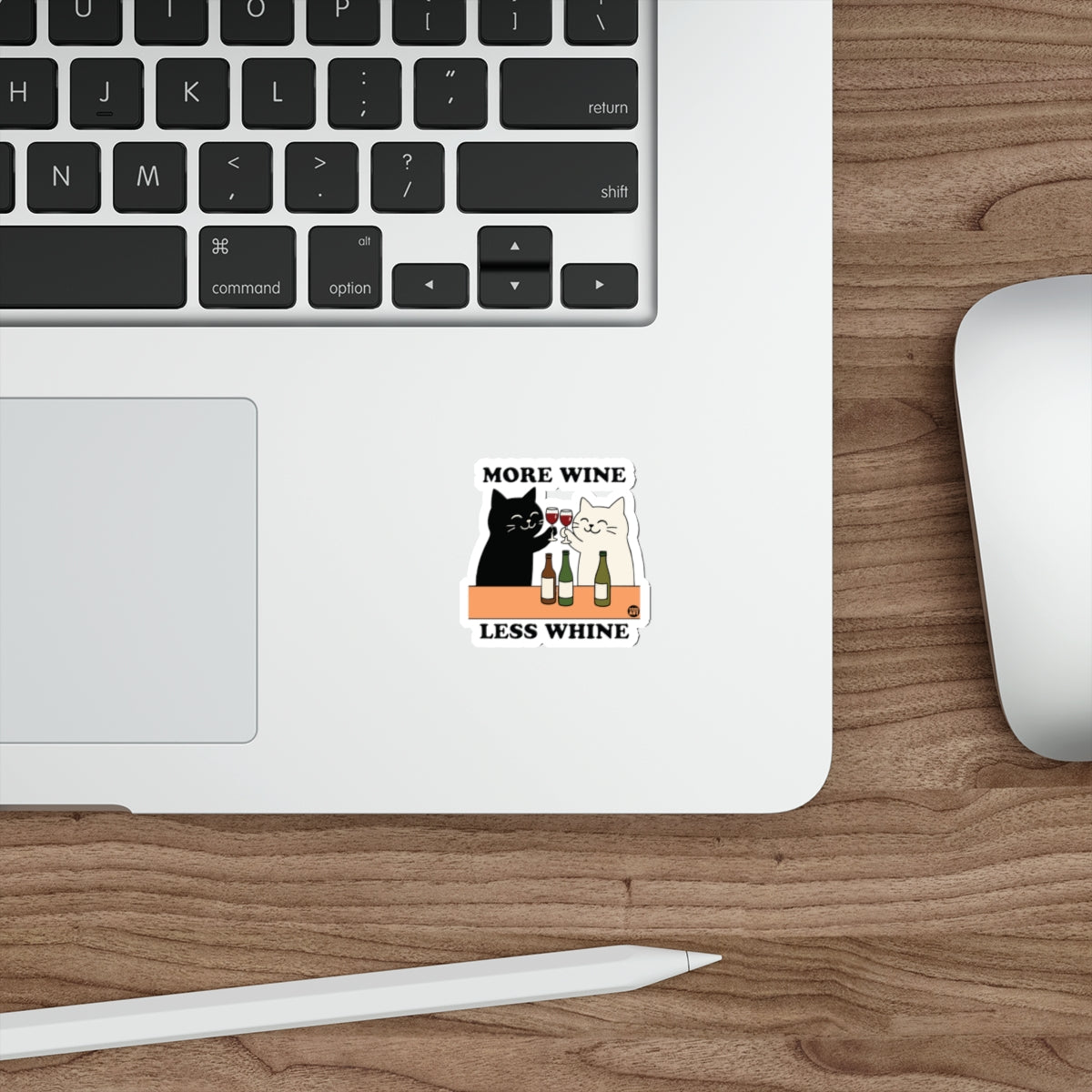 More Wine Less Whine Cat Themed Sticker Laptop Decor