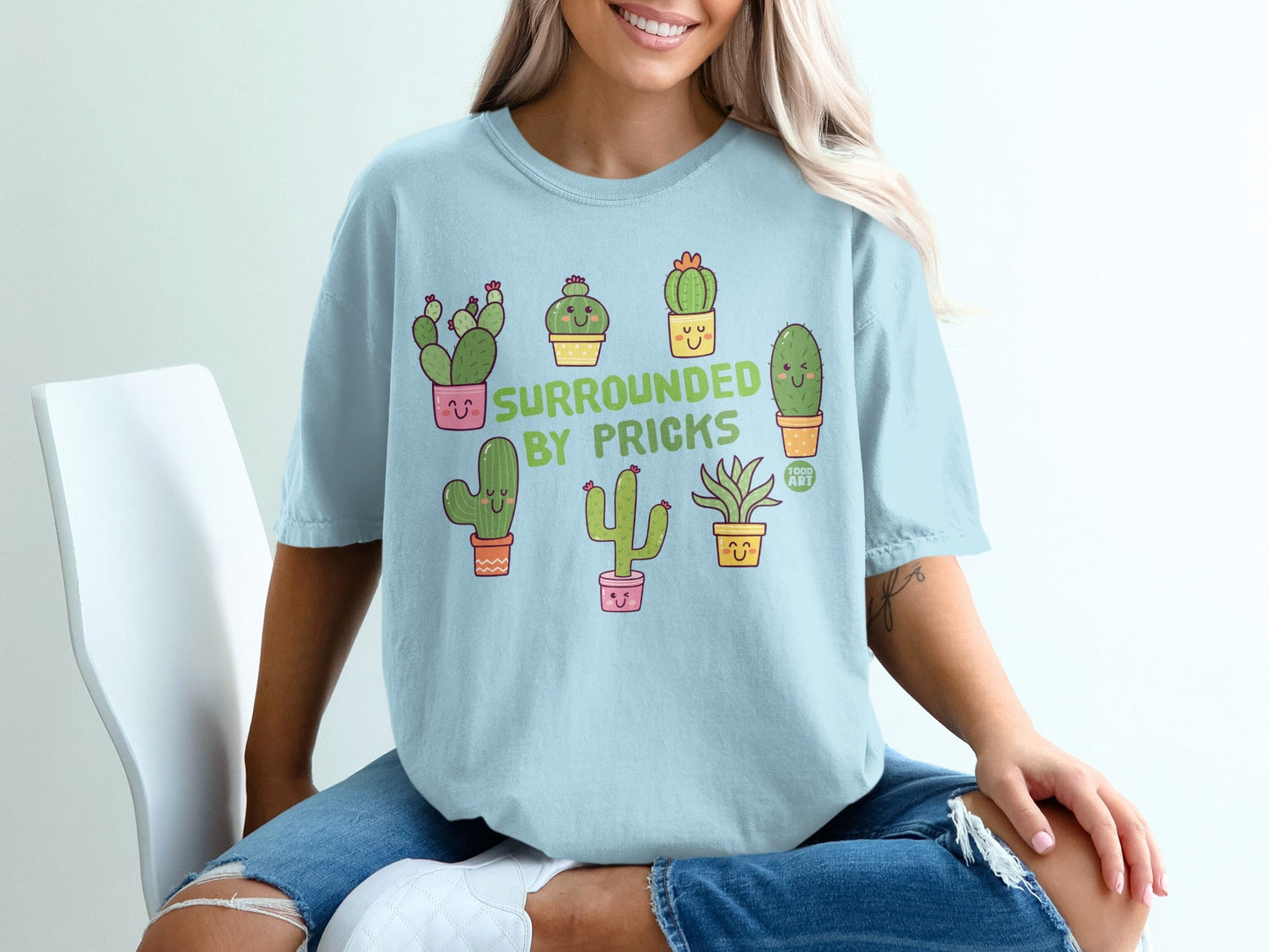 Surrounded By Pricks Cactus Themed Graphic Shirt