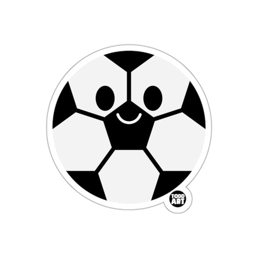 Smiling Soccer Ball Cartoon Decal Sticker for Sports Fans