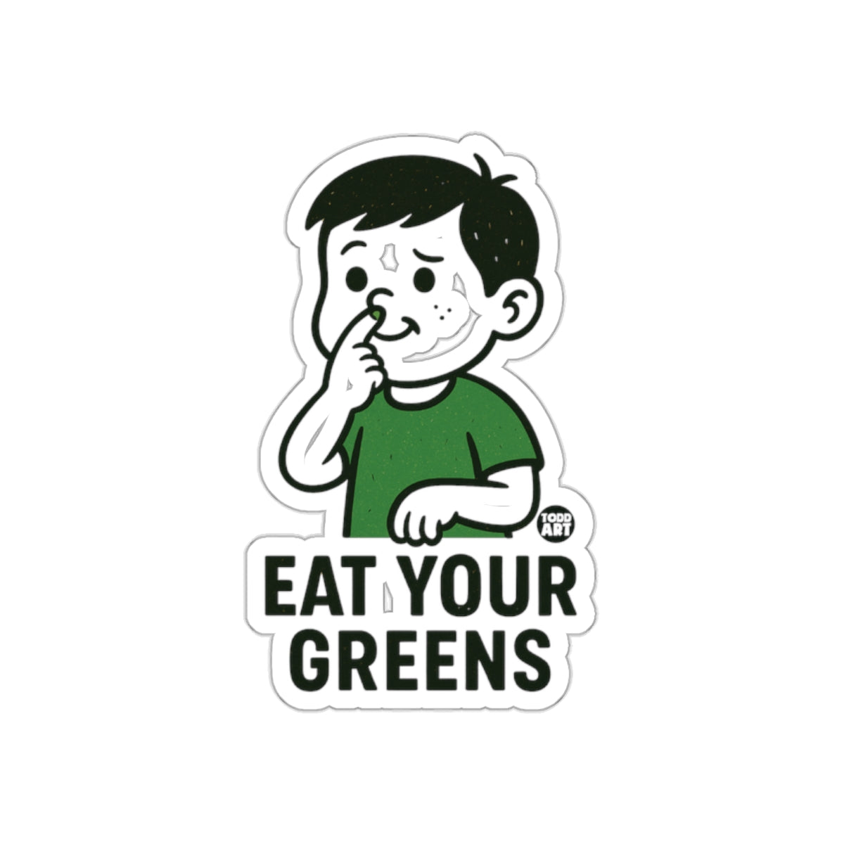 Eat Your Greens Funny Cartoon Sticker for All Ages