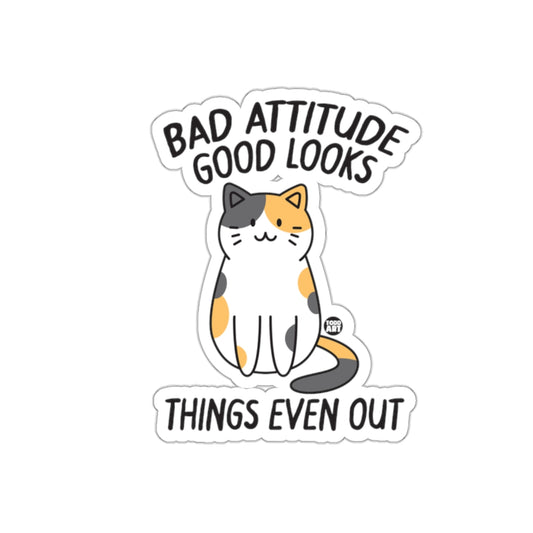 Bad Attitude Good Looks Cute Cat Illustration Stickers