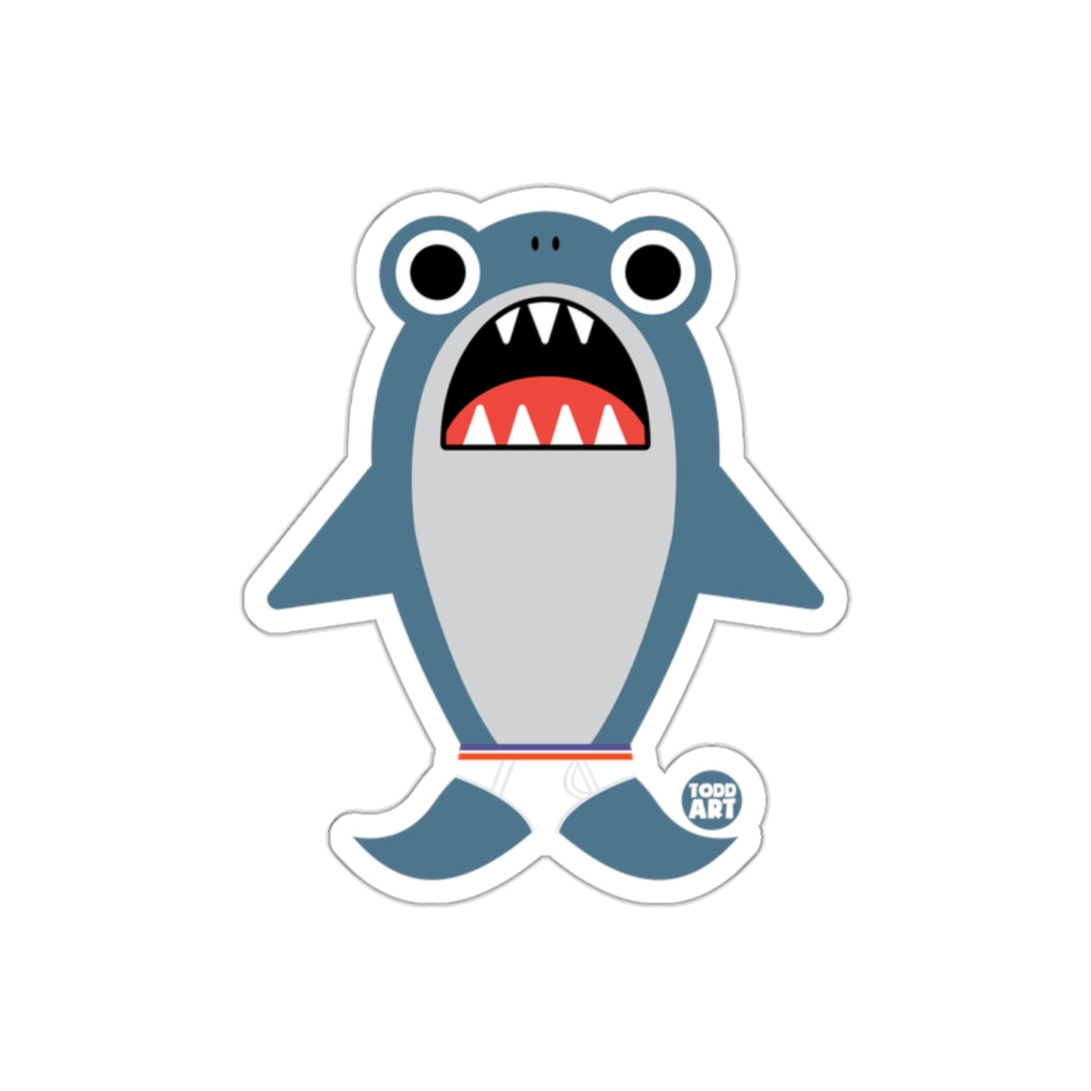 Funny Shark Character Standing Sticker with Todd Art