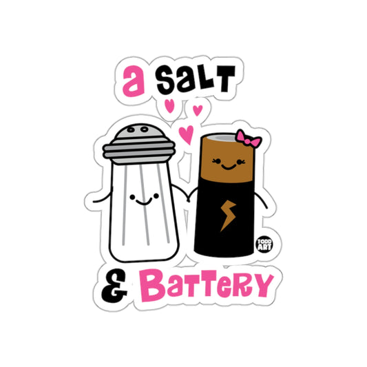 A Salt and Battery Cute Pun Design Sticker
