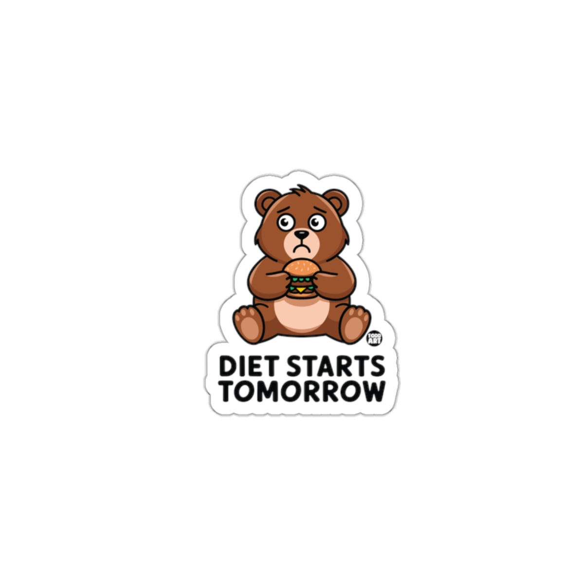 Diet Starts Tomorrow Sticker Cute Bear Design