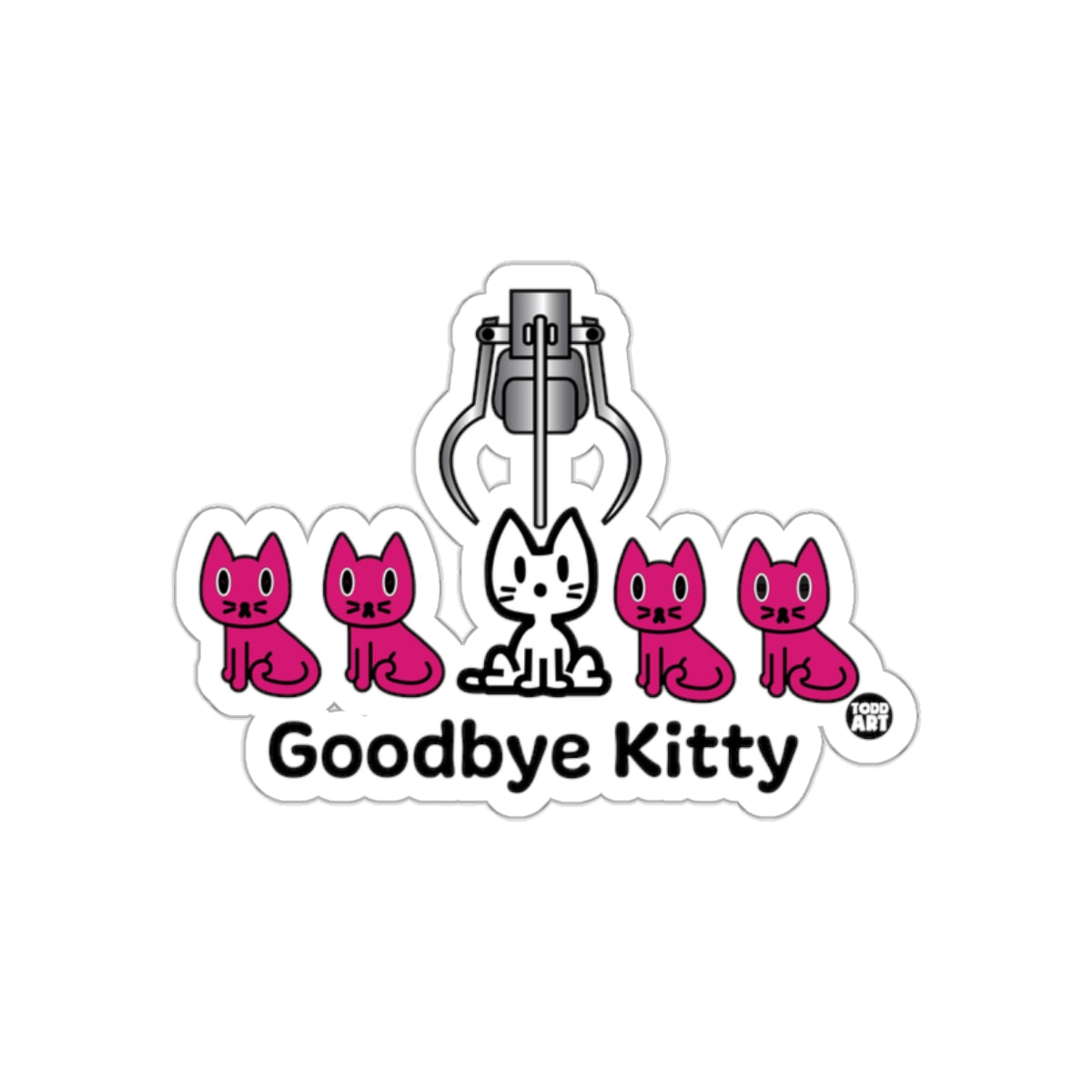 Goodbye Kitty Cat Claw Machine Sticker Design