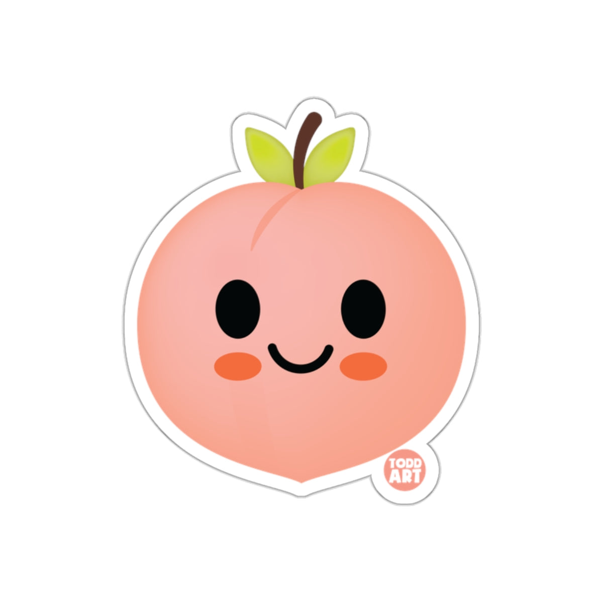 Kawaii Smiling Peach Todd Art Character Sticker