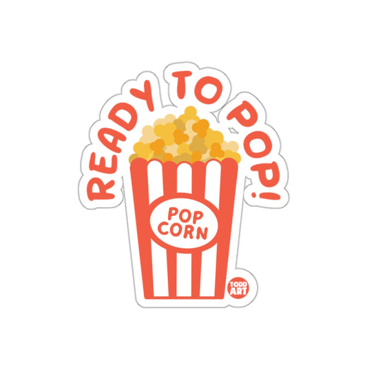 Ready to Pop Popcorn Sticker Fun Design Illustration