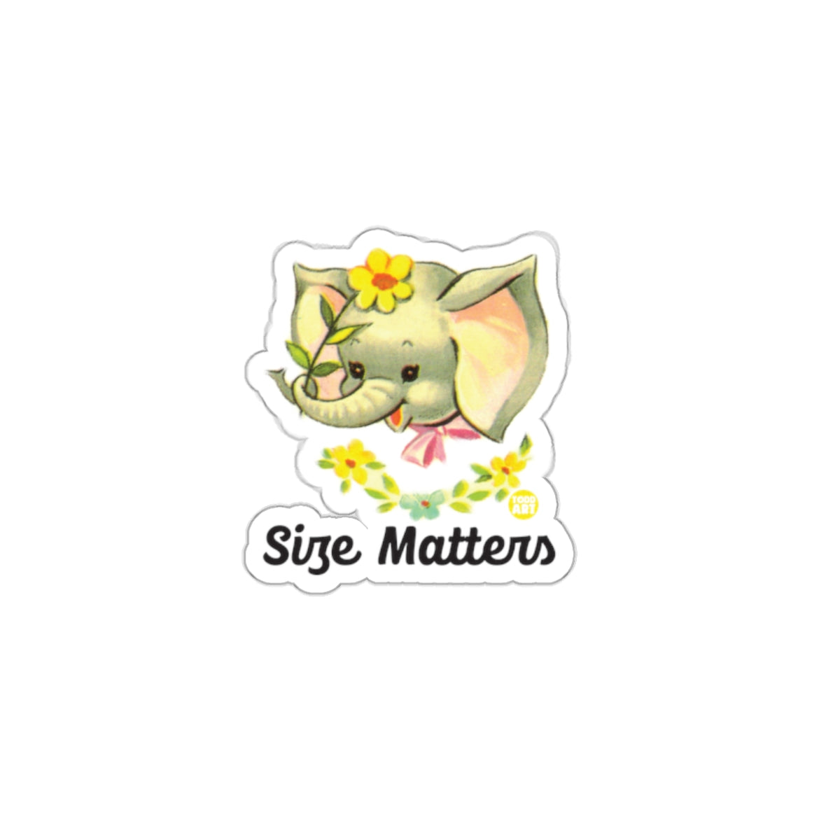 Cute Elephant Size Matters Sticker Gift Item