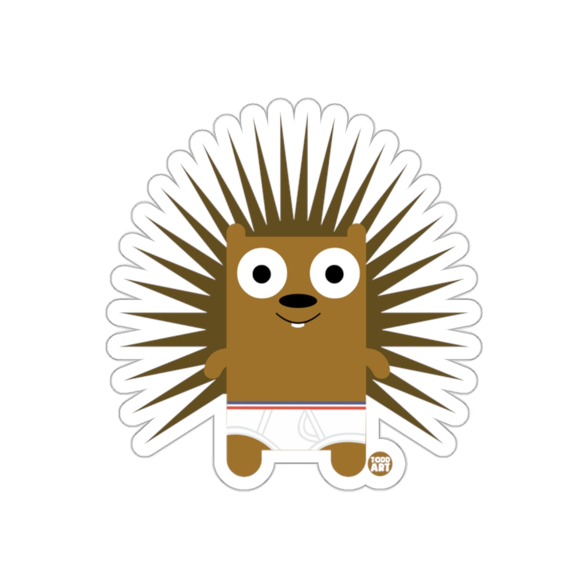 Cheerful Cartoon Porcupine Character Sticker