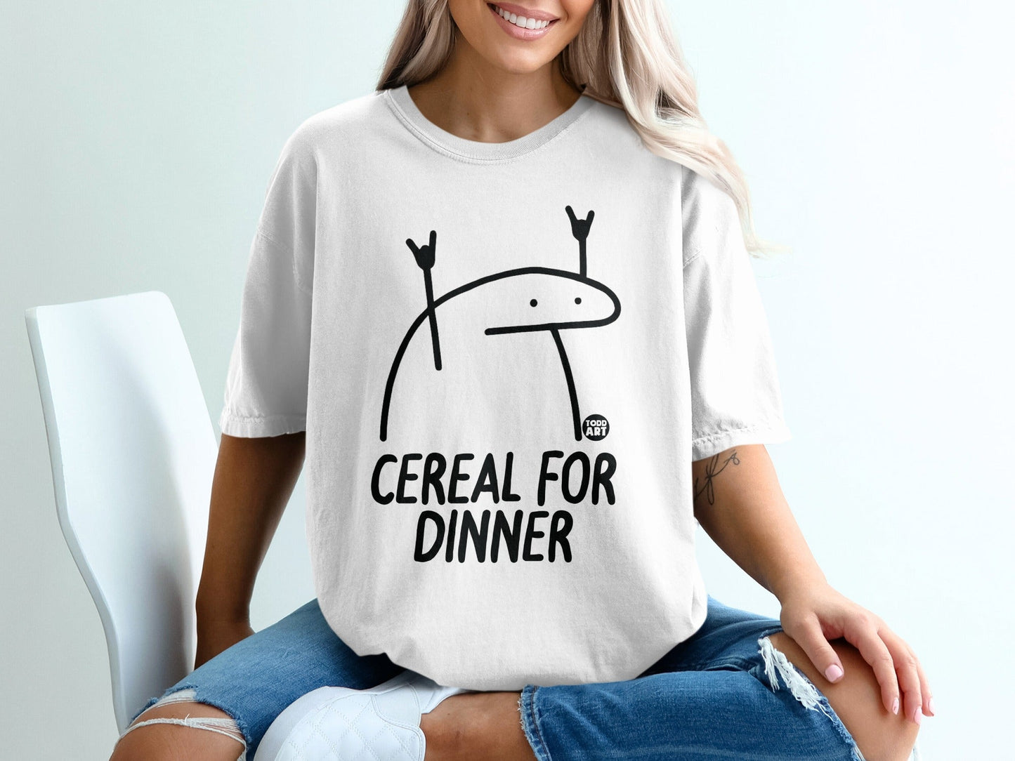 Funny Cereal For Dinner Graphic Tee for Humor Apparel