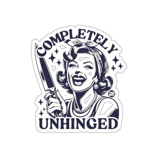 Completely Unhinged Todd Art Funny Woman Holding Knife sticker