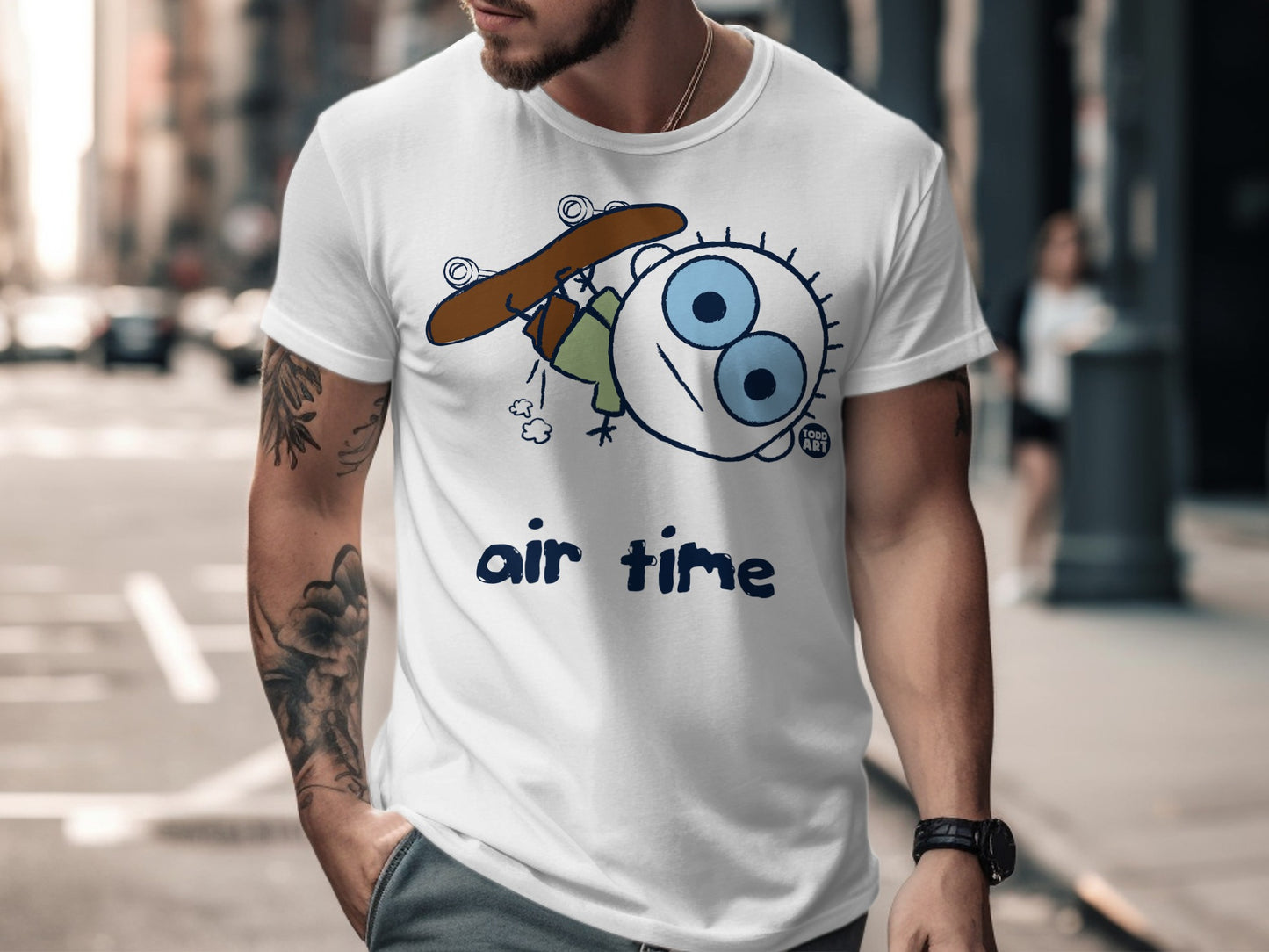 Cartoon Skateboarding Character Air Time Skateboarding Shirt