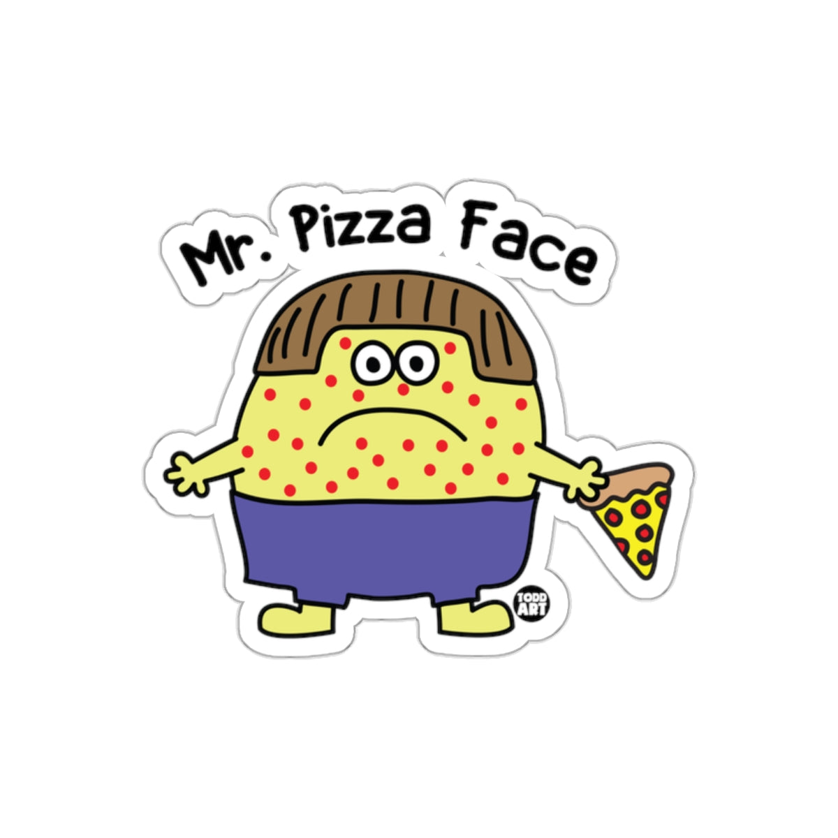 Mr Pizza Face Graphic Cartoon Character Sticker