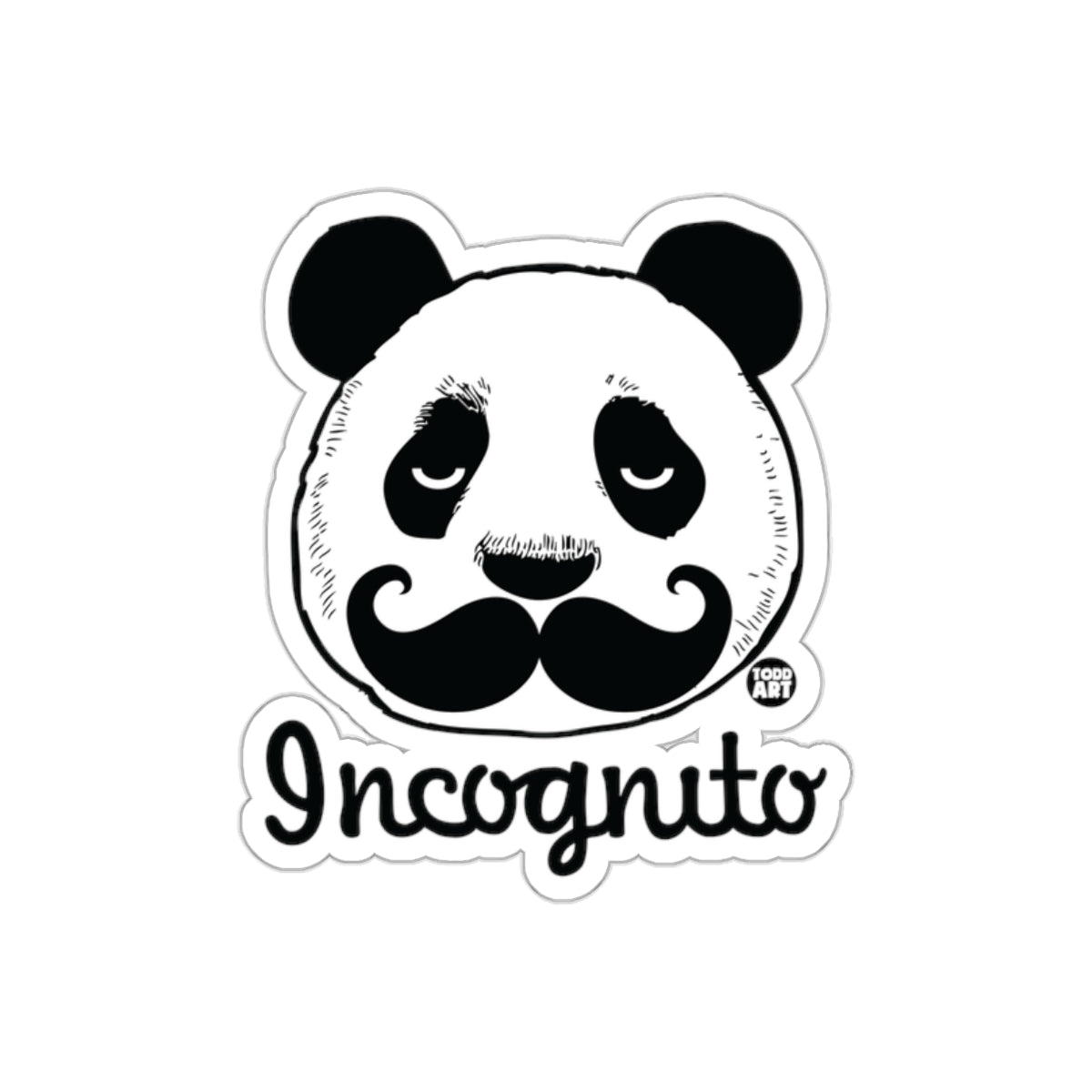 Incognito Funny Panda Sticker with Moustache Design
