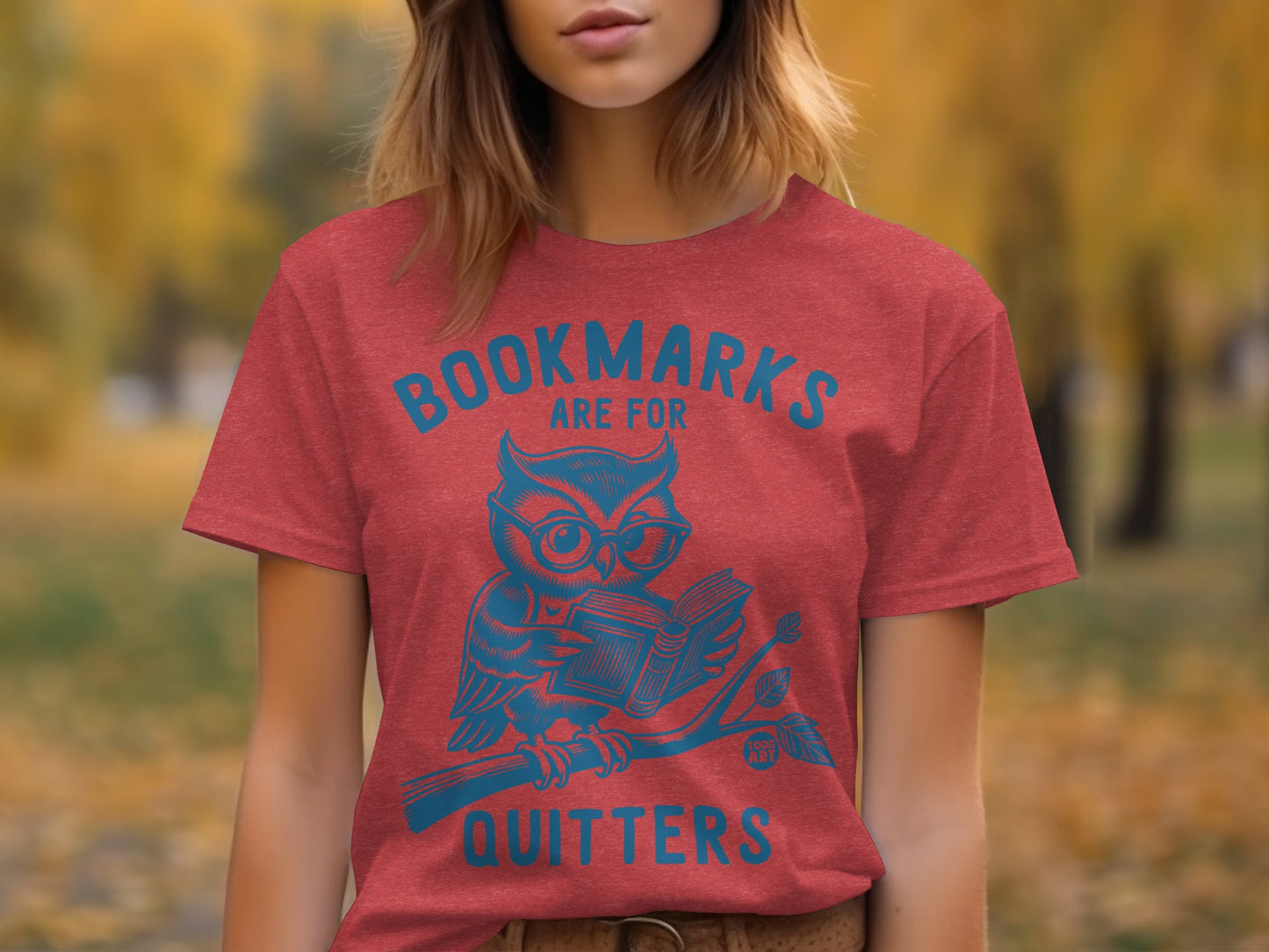 Bookmarks Are For Quitters Funny Owl Graphic T-Shirt