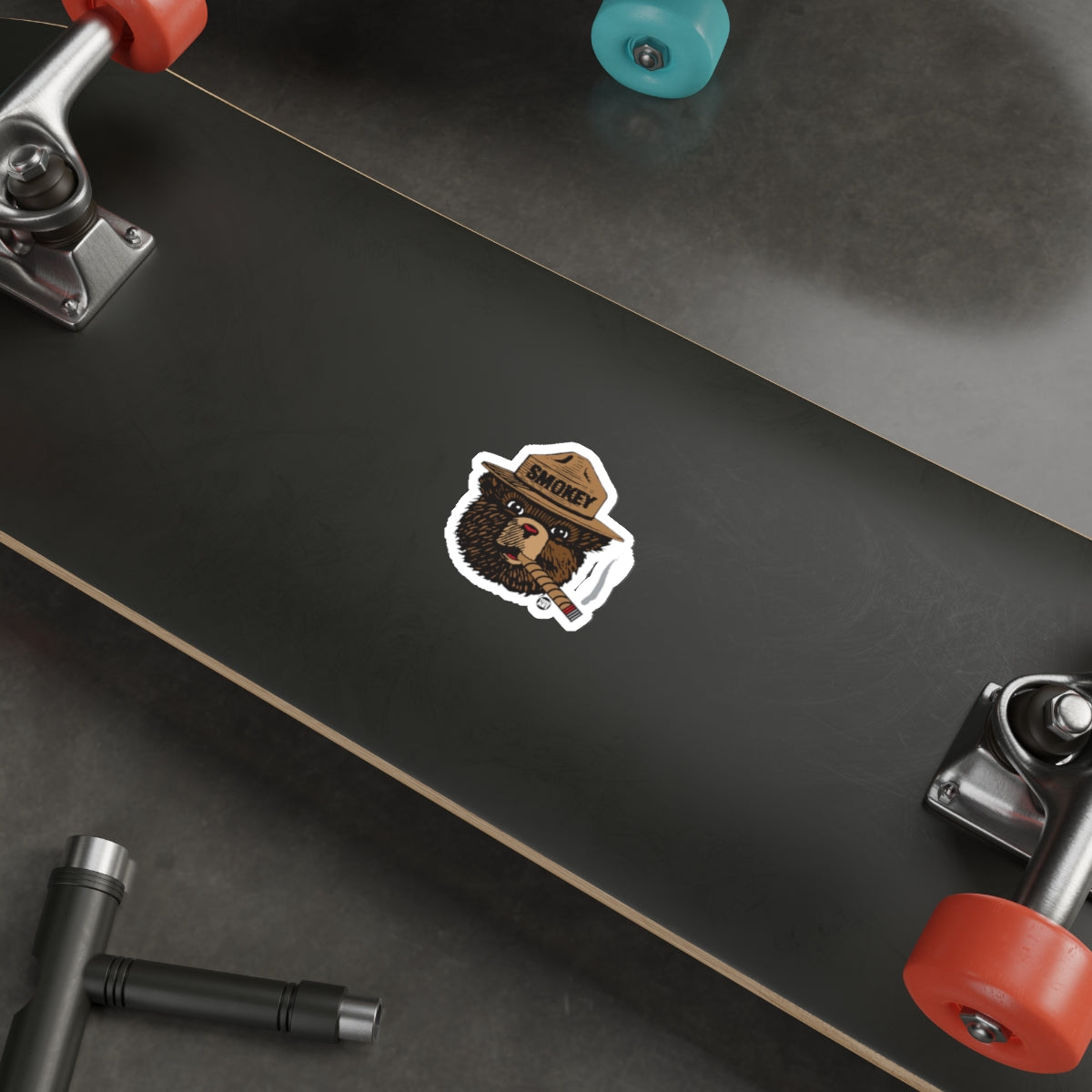 Cartoon Smokey Bear with Cigar Todd Art Logo sticker